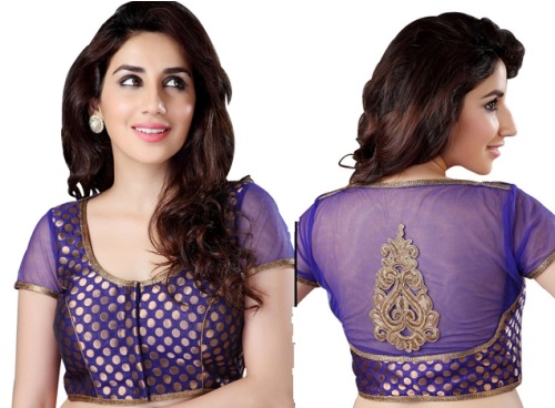 Violet brocade traditional celebrity blouse design